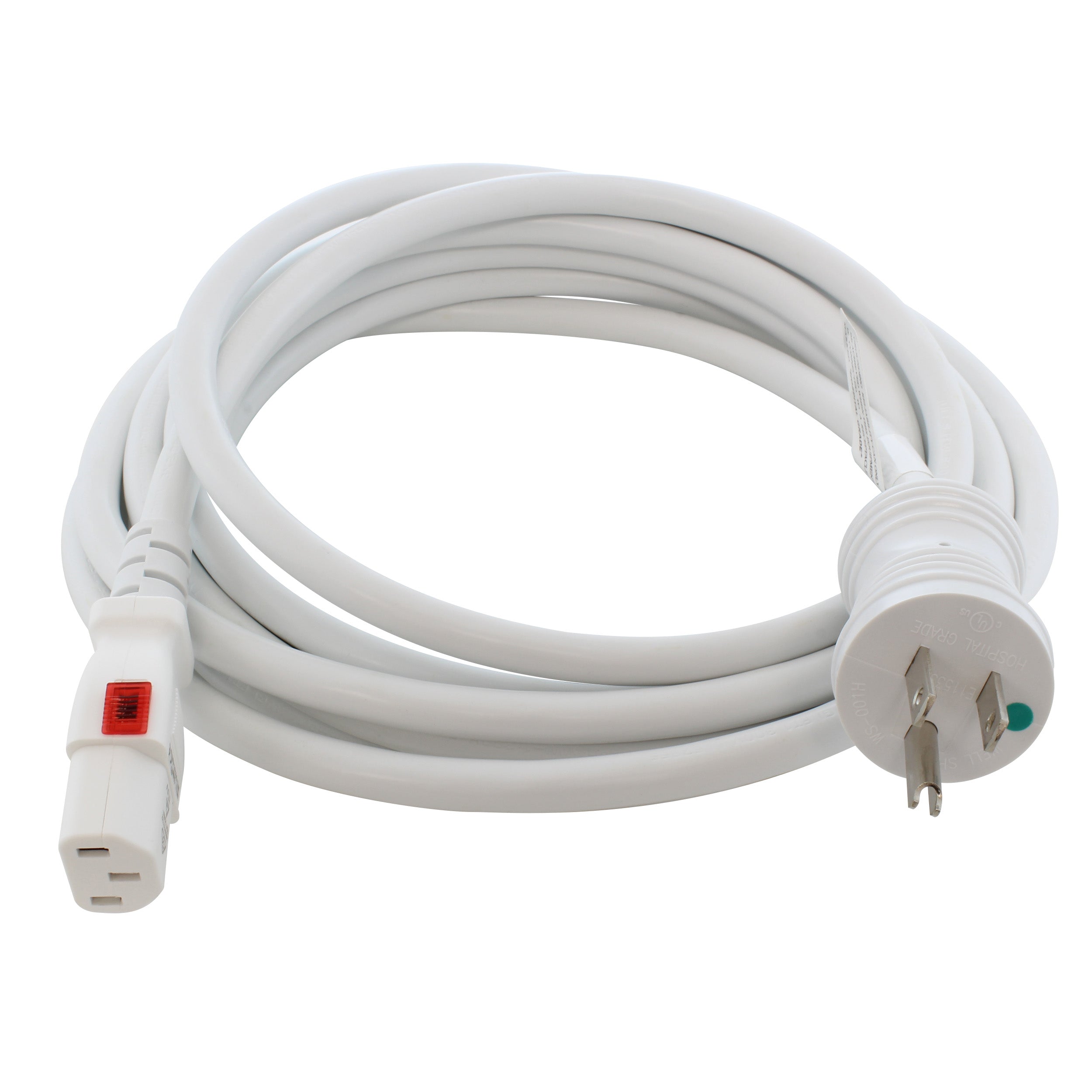 NEMA 5-15 to Locking IEC C13 5ft White Medical-Hospital Grade Power ...