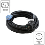 NEMA 5-15P to IEC C13 green dot cord