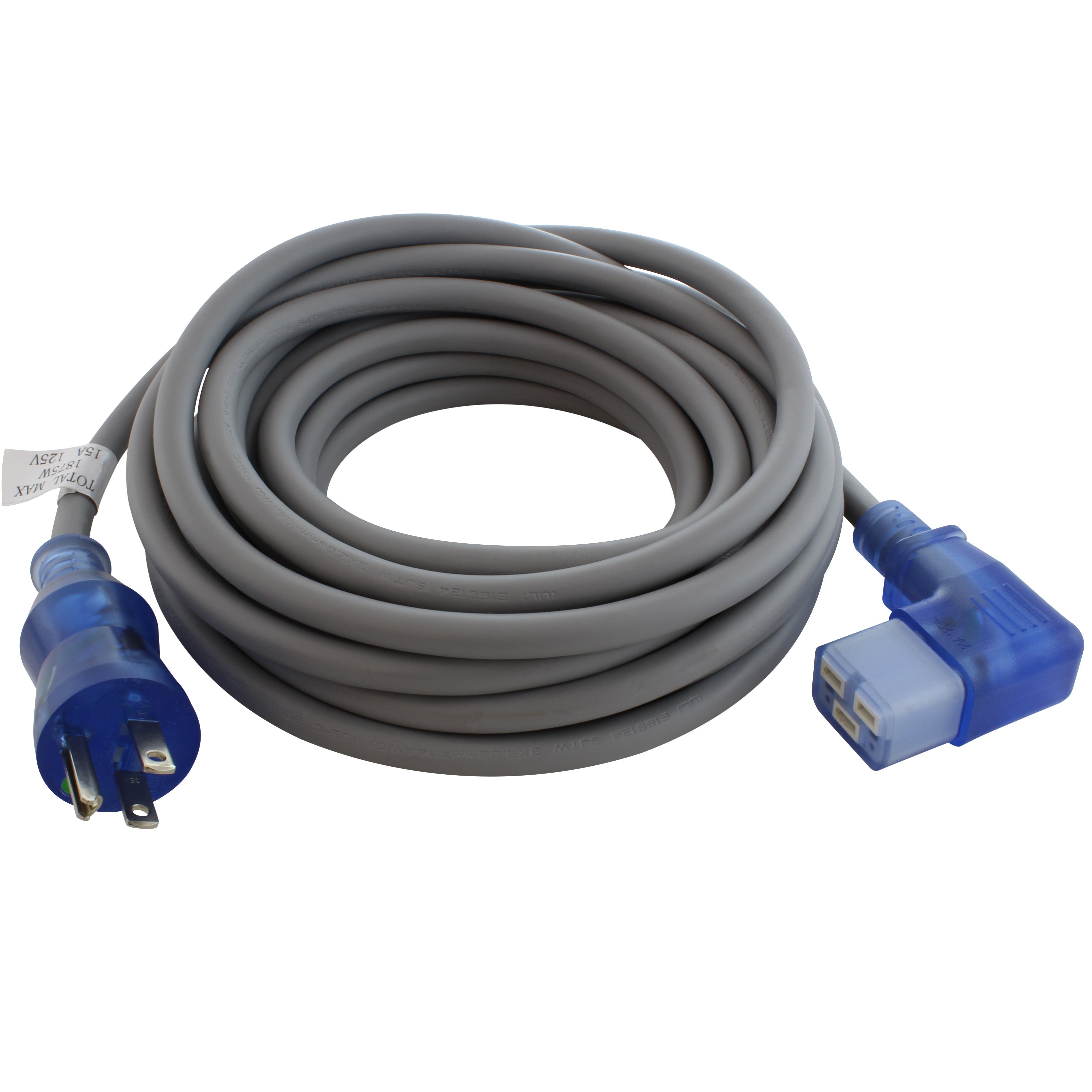NEMA 5-15P Male Plug to Left Angle IEC C19 Female Connector