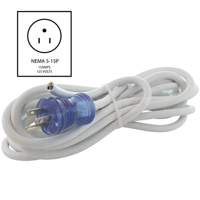 AC WORKS® [MD15APBC-180] 180in 15A 14/3 Medical Grade Power Cord With Blunt Cut End