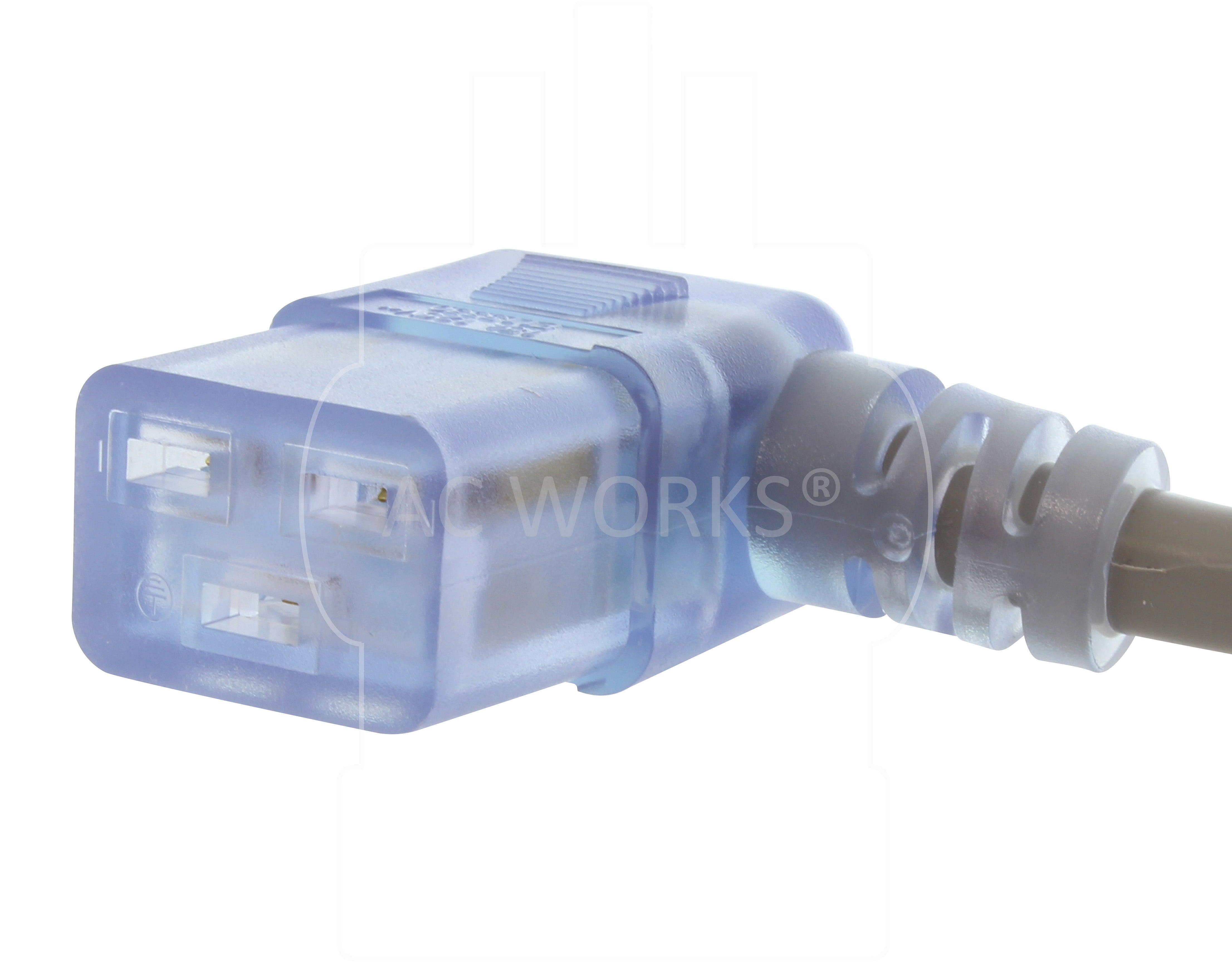 AC WORKS® [MD15ARC19-240] 20FT 14/3 15A Medical Grade Power Cord with Right Angle IEC C19