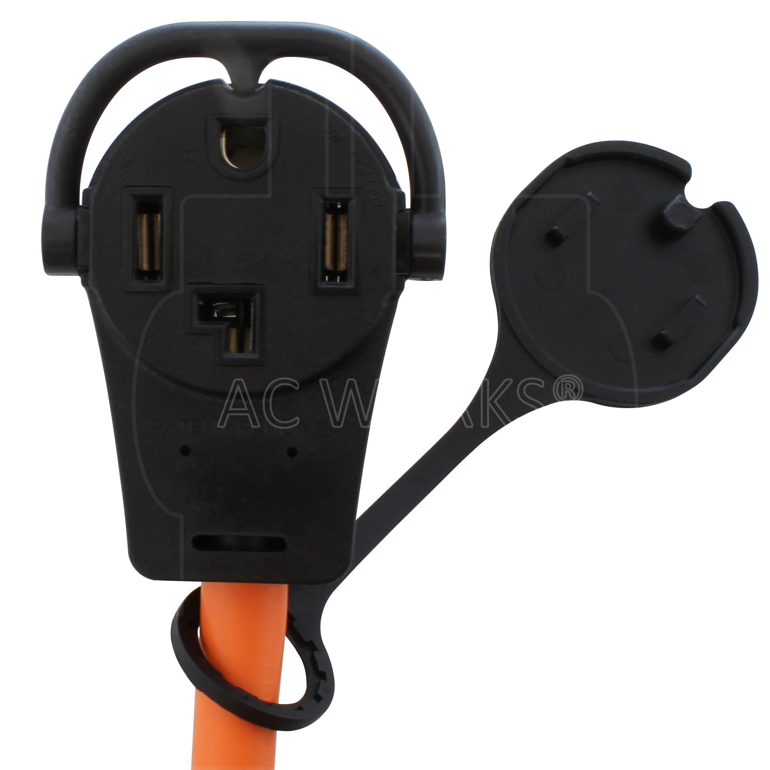 AC WORKS® [PB1430520] 1FT 30 Amp 14-30 Piggy-Back Plug to Household 15/20 Amp Connector Adapter Cord