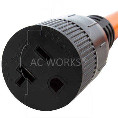 AC WORKS® [PB1430520] 1FT 30 Amp 14-30 Piggy-Back Plug to Household 15/20 Amp Connector Adapter Cord