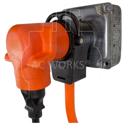 AC WORKS® [PB1450520] 1FT 50 Amp 14-50 Piggy-Back Plug to Household 15/20 Amp Connector Adapter Cord