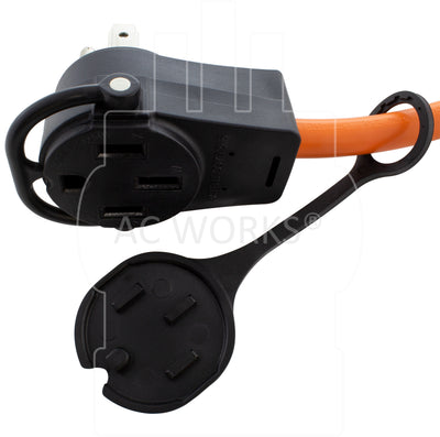 AC WORKS® [PB1450PDU-018] NEMA 14-50 Piggy-Back Plug to PDU OUTLET BOX (GFCI & Breakers)