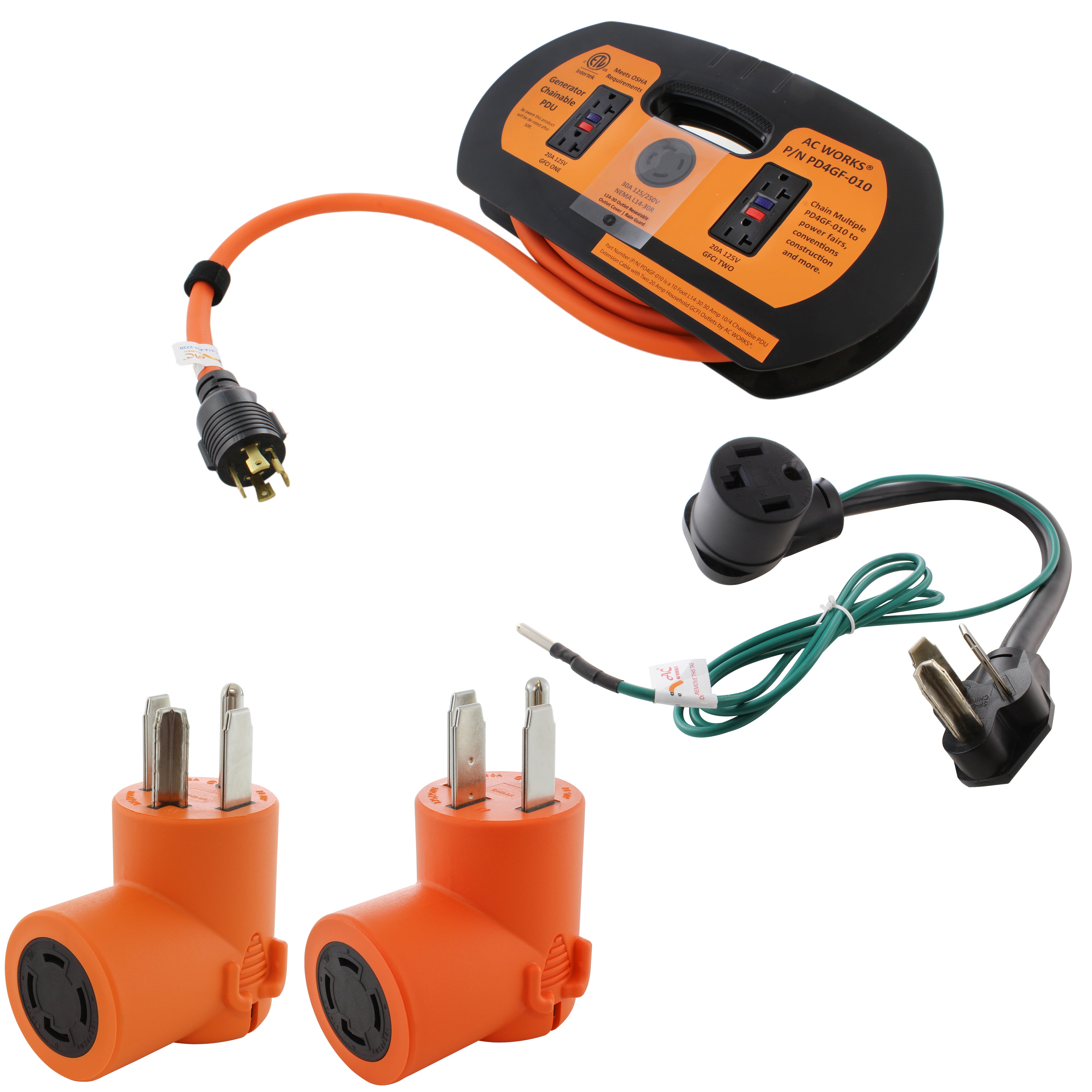 AC WORKS® [RDKIT02] Flood Restoration Equipment Power Distribution (PDU) Kit with GFCIs