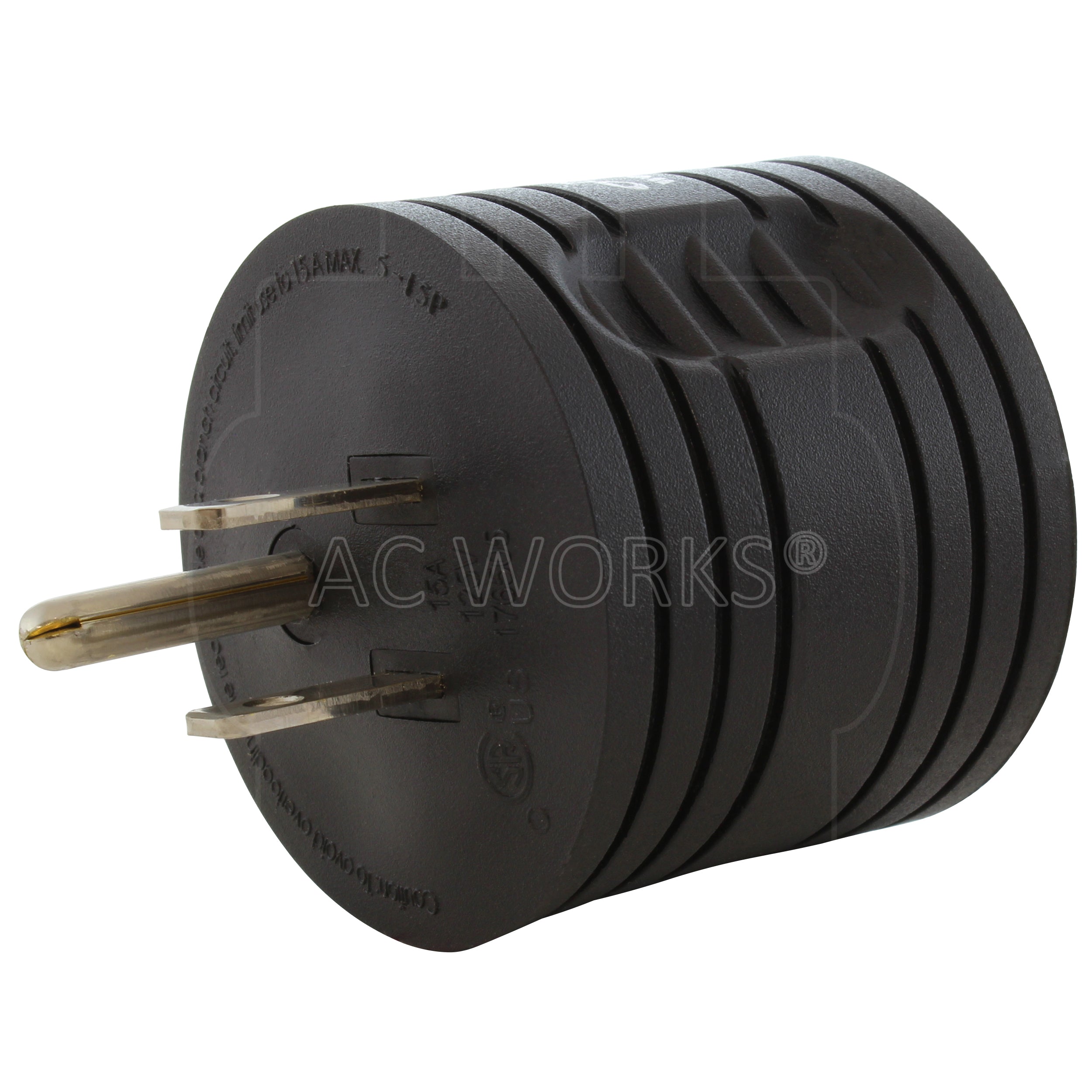 AC WORKS® [RV515TT-BK] 15A Home Plug to RV TT-30 30A 125V RV Female Connector with & cCSAus approval