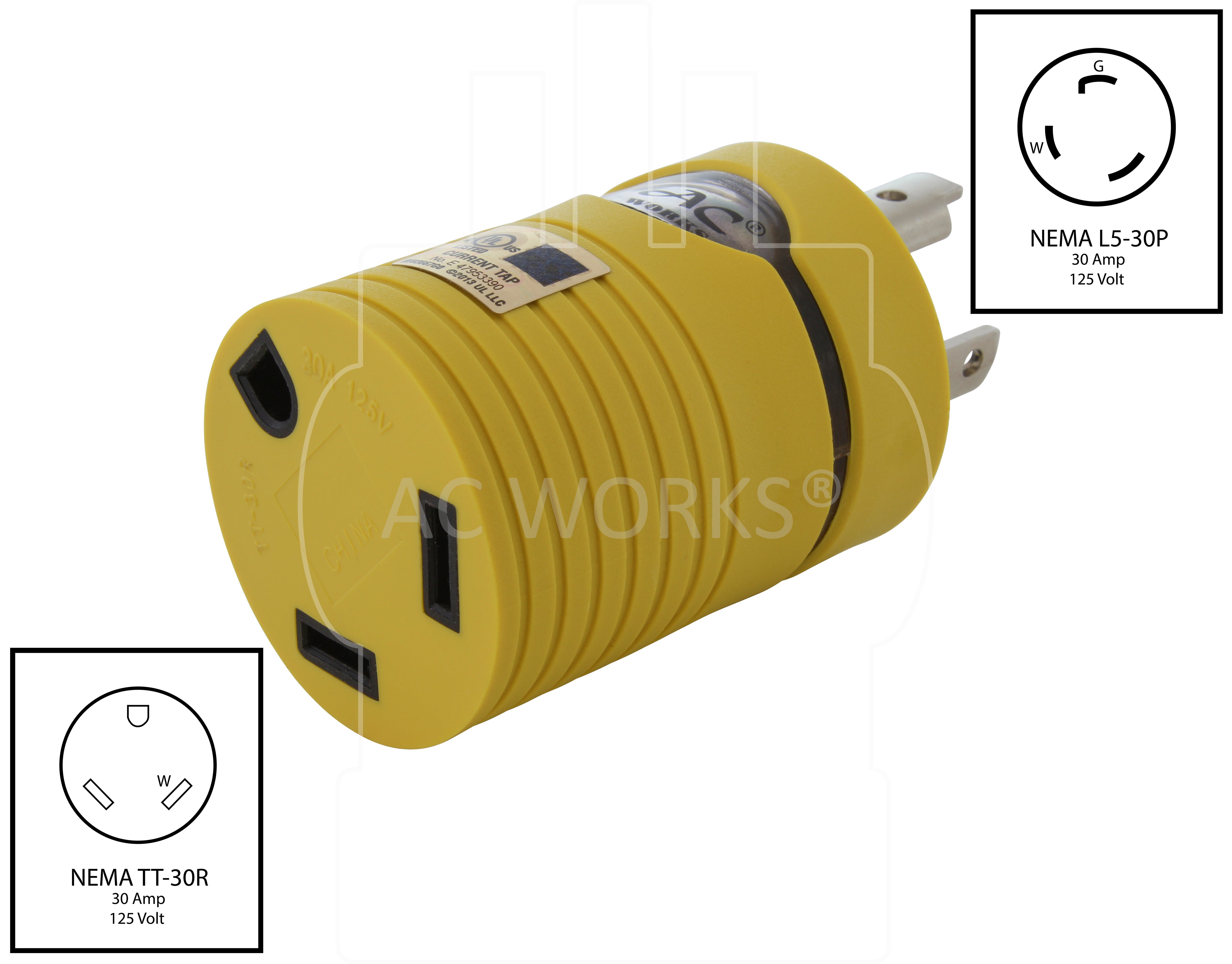 NEMA L5-30P to NEMA TT-30R