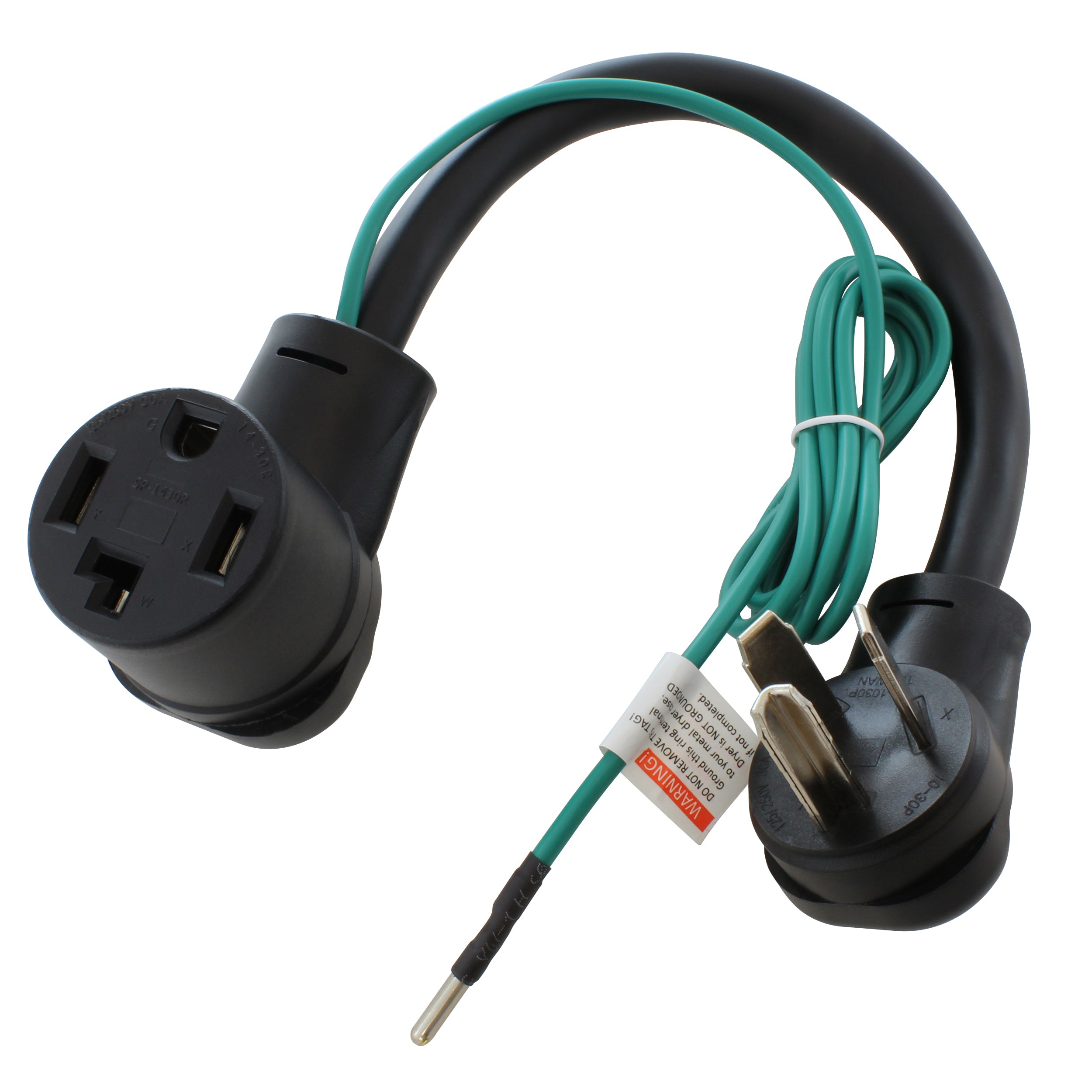 AC WORKS® [S10301430-018] 3-Prong 30A Dryer Plug to 4-Prong Dryer Female Connector Adapter
