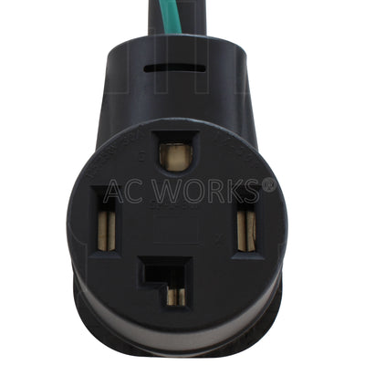 AC WORKS® [S10301430-018] 3-Prong 30A Dryer Plug to 4-Prong Dryer Female Connector Adapter