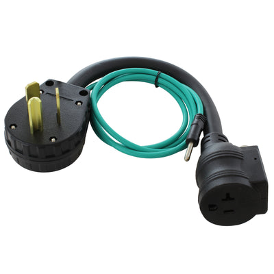 AC WORKS® [S1030CB520] 1.5FT 30A 3-Prong 10-30P Dryer Plug to Household Outlet with 20A Breaker