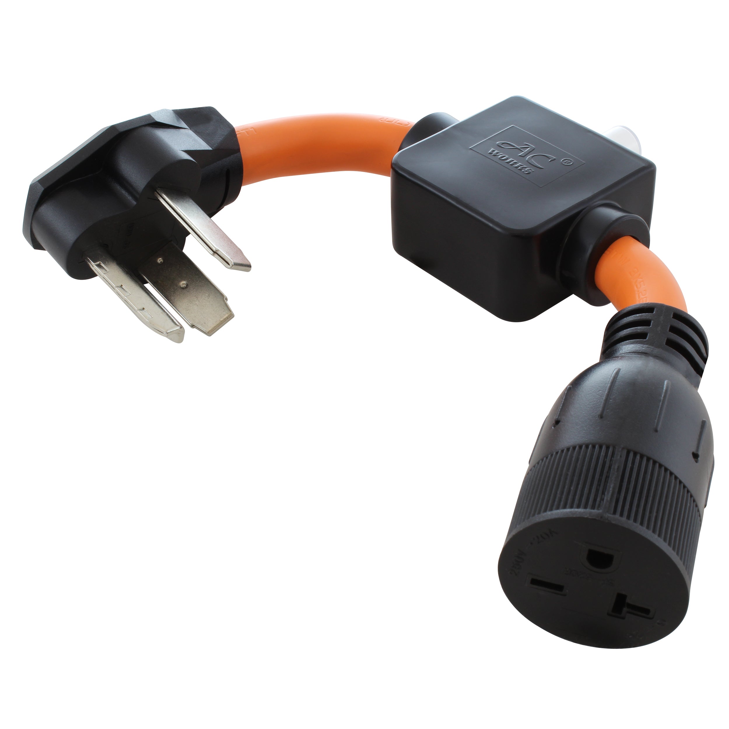 AC WORKS® [S1030CB620] 1FT 30A 3-Prong Dryer Plug to 6-15/20 Outlet with 20A Breaker