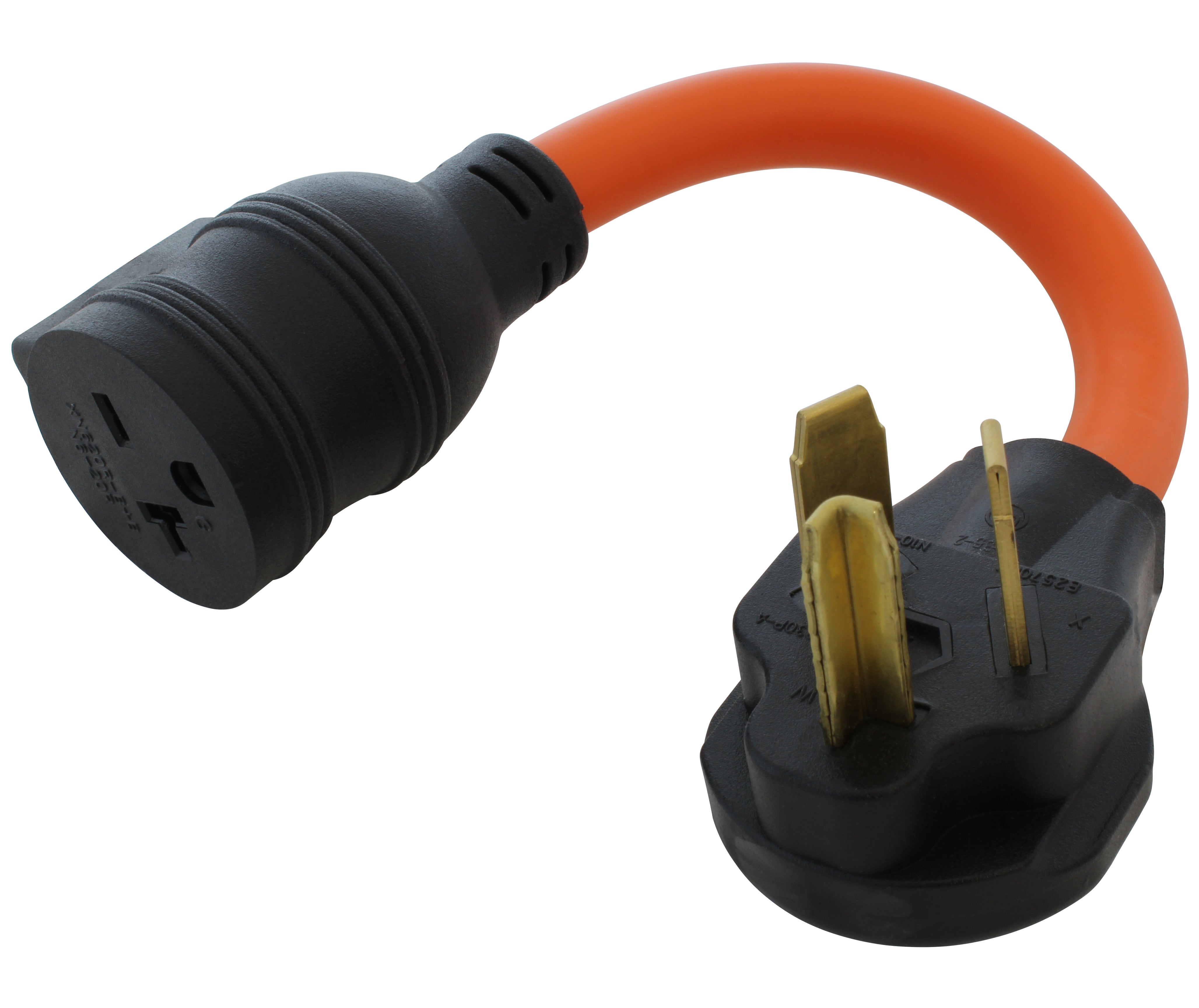 AC WORKS® [S1030CB620] 1FT 30A 3-Prong Dryer Plug to 6-15/20 Outlet with 20A Breaker