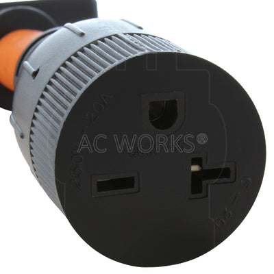 AC WORKS® [S1030CB620] 1FT 30A 3-Prong Dryer Plug to 6-15/20 Outlet with 20A Breaker