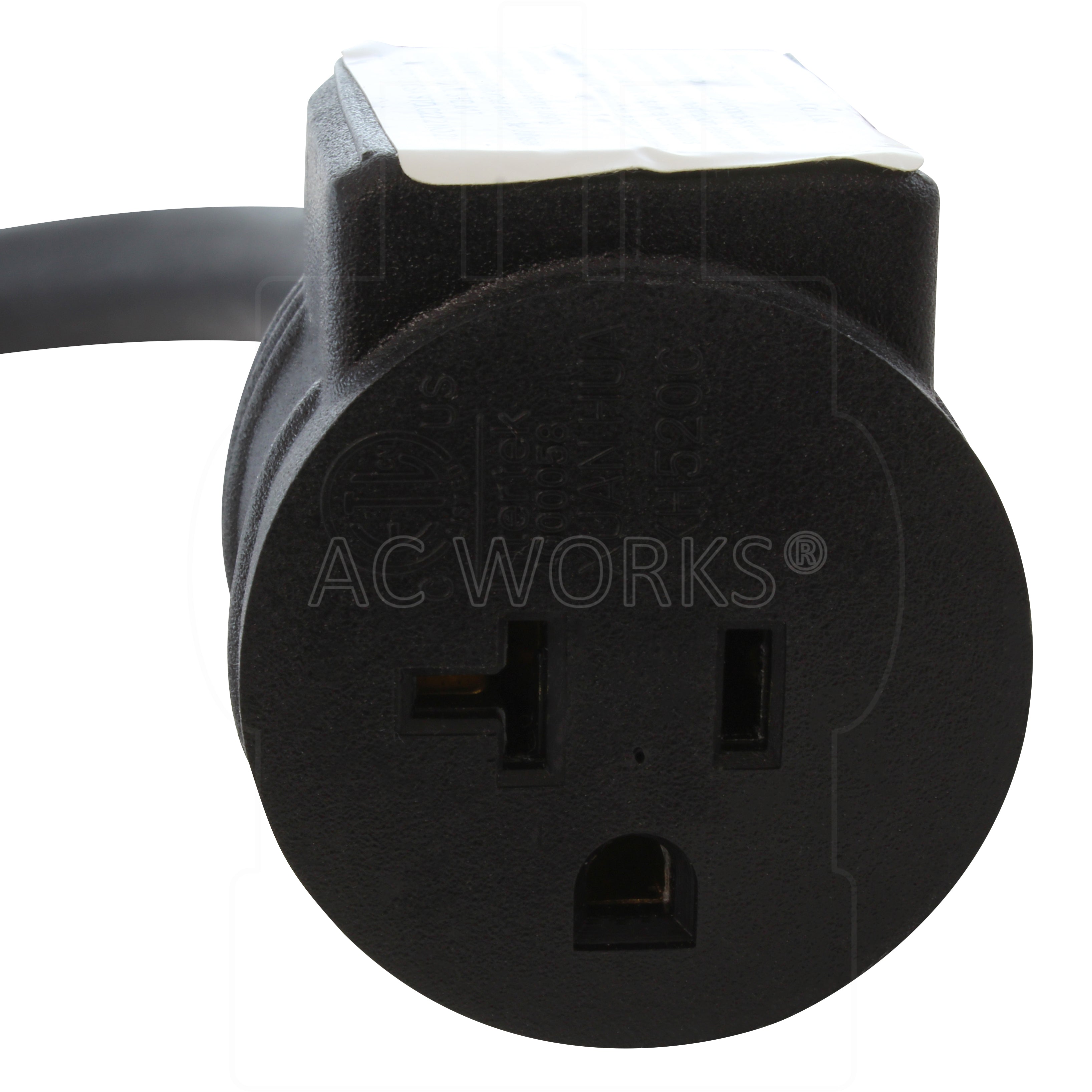 AC WORKS® [S1050CB520] 1.5FT 50A 3-Prong 10-50P Range/Welder Plug to Household Outlet with 20A Breaker