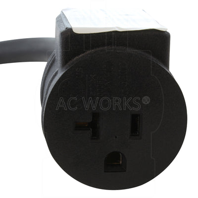 AC WORKS® [S1050CB520] 1.5FT 50A 3-Prong 10-50P Range/Welder Plug to Household Outlet with 20A Breaker