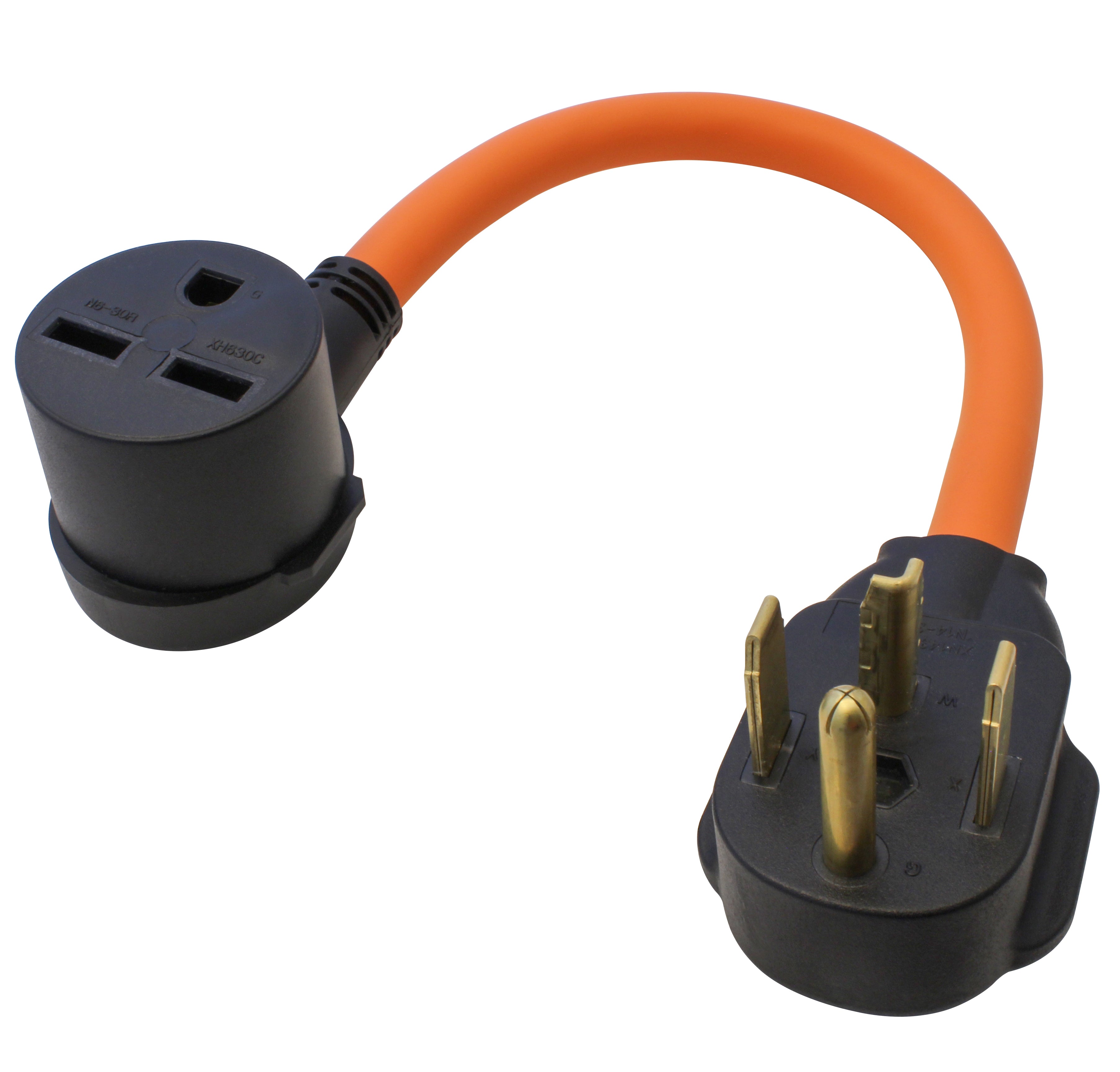 AC WORKS® [S1430630-018] 14-30P 4-Prong Dryer Plug to 6-30R 3-Prong 30 Amp 250 Volt HVAC Female Adapter