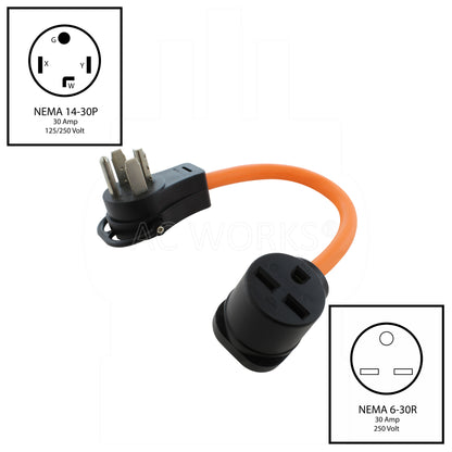 NEMA 14-30P to NEMA 6-30R adapter