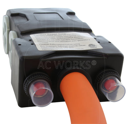 AC WORKS® [L2130CBF520] 1.5FT L21-30P 30A 5-Prong Locking Plug to (4) Household Outlets with 24A Breakers