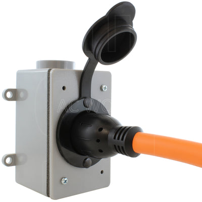 AC WORKS® [S1450CB620] 1FT 50A 14-50P RV/Generator/Range Plug to 6-15/20 Outlet with 20A Breaker