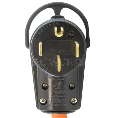 AC WORKS® [S1450CB620] 1FT 50A 14-50P RV/Generator/Range Plug to 6-15/20 Outlet with 20A Breaker