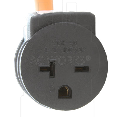 AC WORKS® [S1450CB620] 1FT 50A 14-50P RV/Generator/Range Plug to 6-15/20 Outlet with 20A Breaker