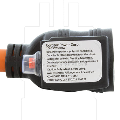 AC WORKS® [S1450CB620] 1FT 50A 14-50P RV/Generator/Range Plug to 6-15/20 Outlet with 20A Breaker