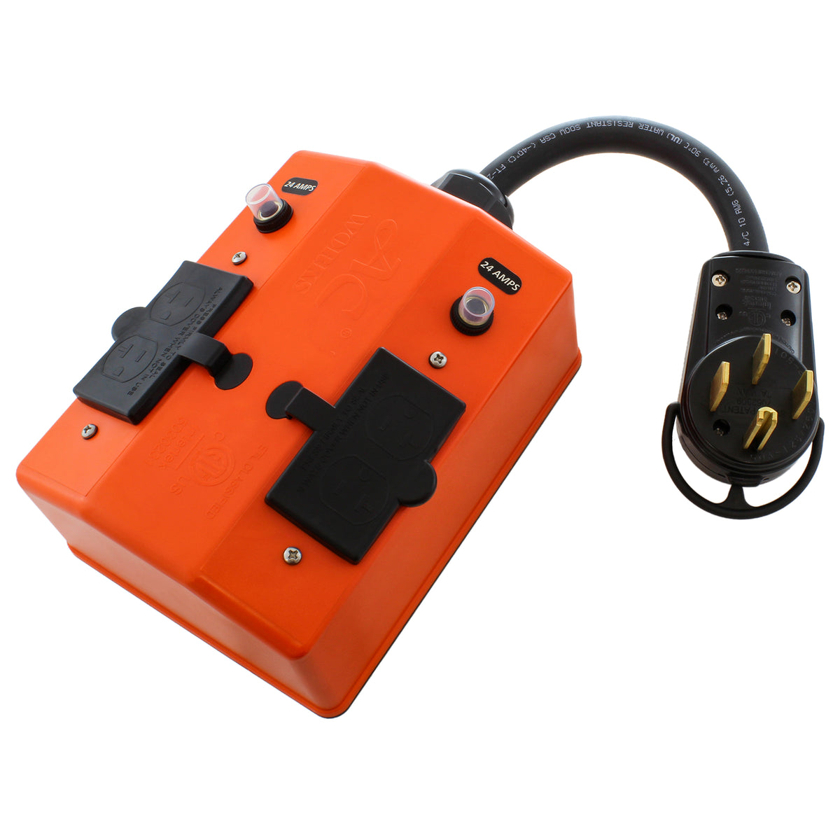 18 inch corded pdu outlet box with a 14-50 male plug assembly style, and 4 5-20 outlets