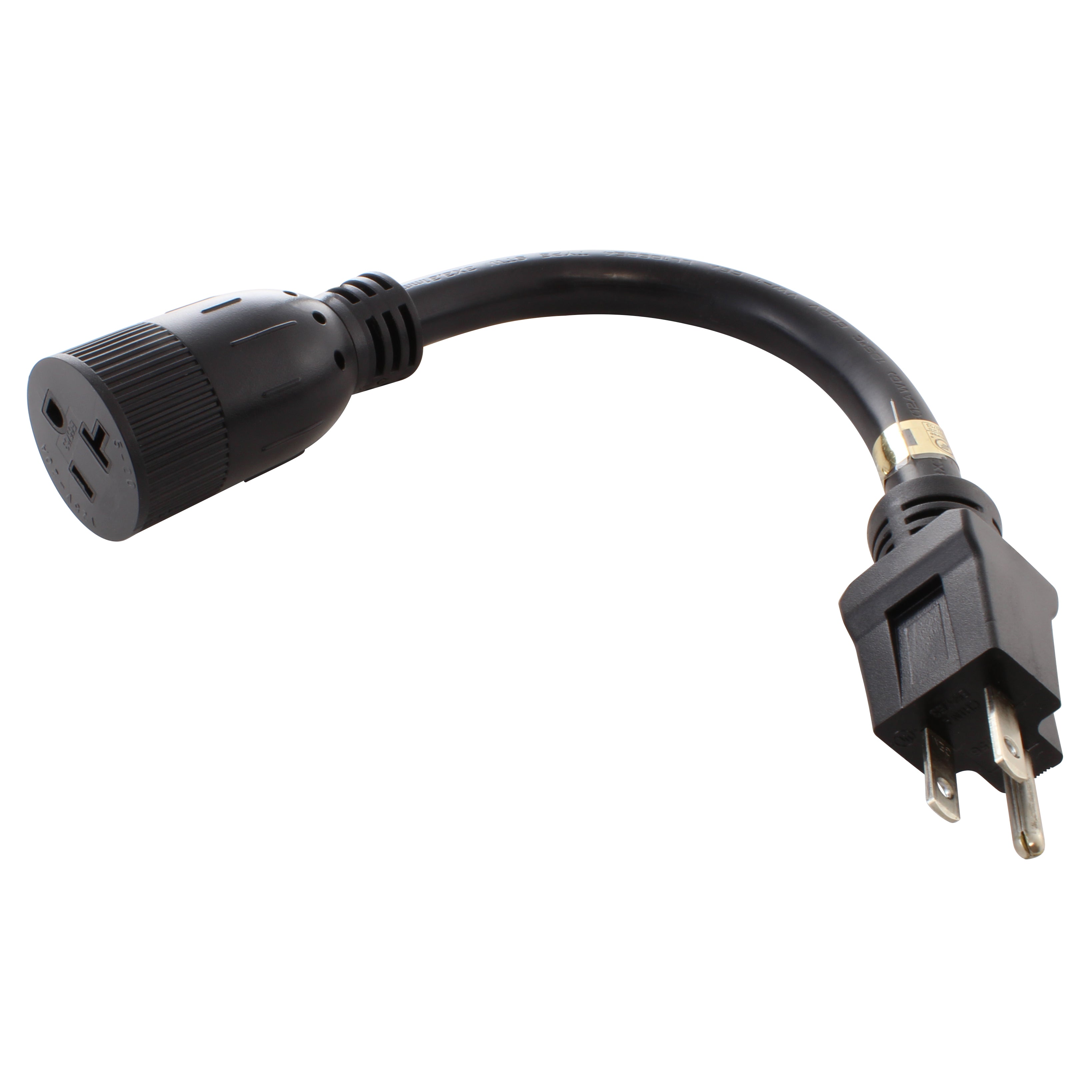 AC WORKS® [S515520-14AWGUL] 1FT STW 14/3 15A to 20A 125V UL Listed Adapter Cord (20A T-blade)
