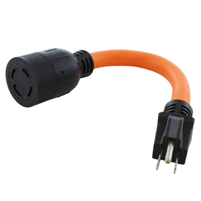 AC WORKS® [S515L1430-012] 1FT 15-Amp Household Plug to L14-30R 30A 125/250V 4-Prong Connector