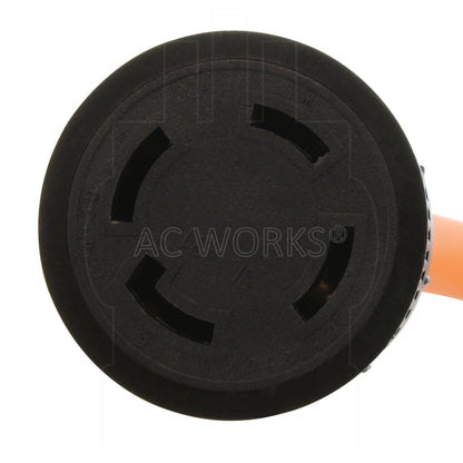 AC WORKS® [S515L1430-012] 1FT 15-Amp Household Plug to L14-30R 30A 125/250V 4-Prong Connector