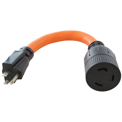 AC WORKS® [S515L530-012] 1FT STW 10/3 NEMA 5-15P 15A Household Plug to NEMA L5-30R 30A Adapter