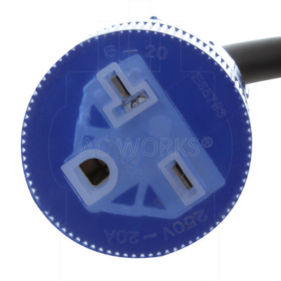 AC WORKS® [S620PR] 20A 250 Volt SJTW 12/3 NEMA 6-20 Extension Cord with Lighted End