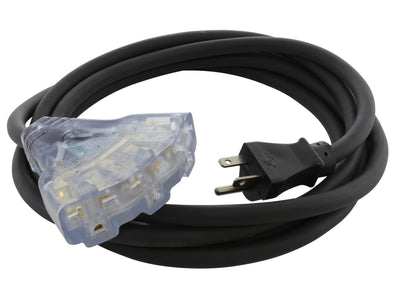 AC WORKS® [S620W620-010] 10FT SJTW 12/3 NEMA 6-20 20A 250V Plug to Lighted 15/20A 250V Multi-Outlets