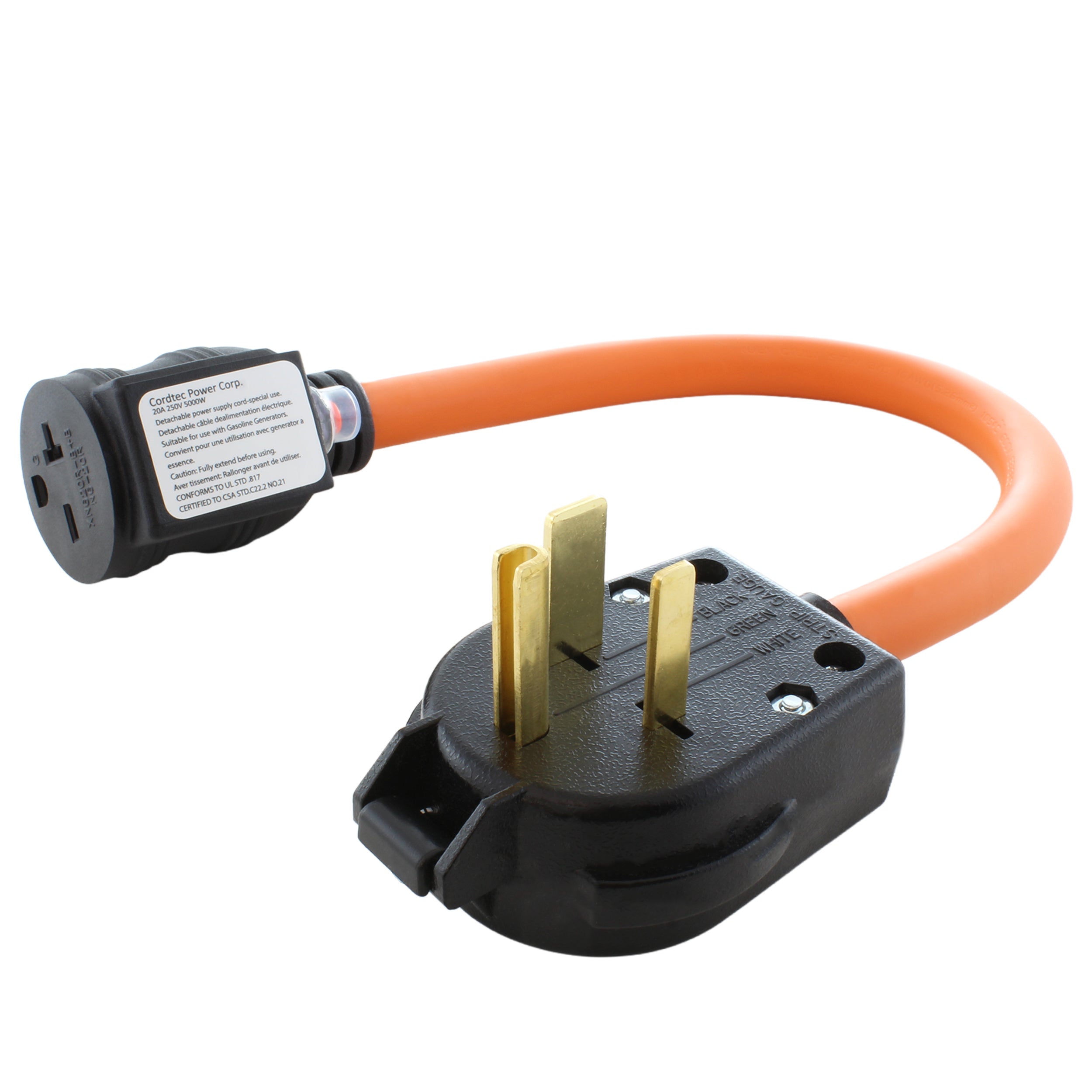 3-prong male plug with circuit breaker female connector