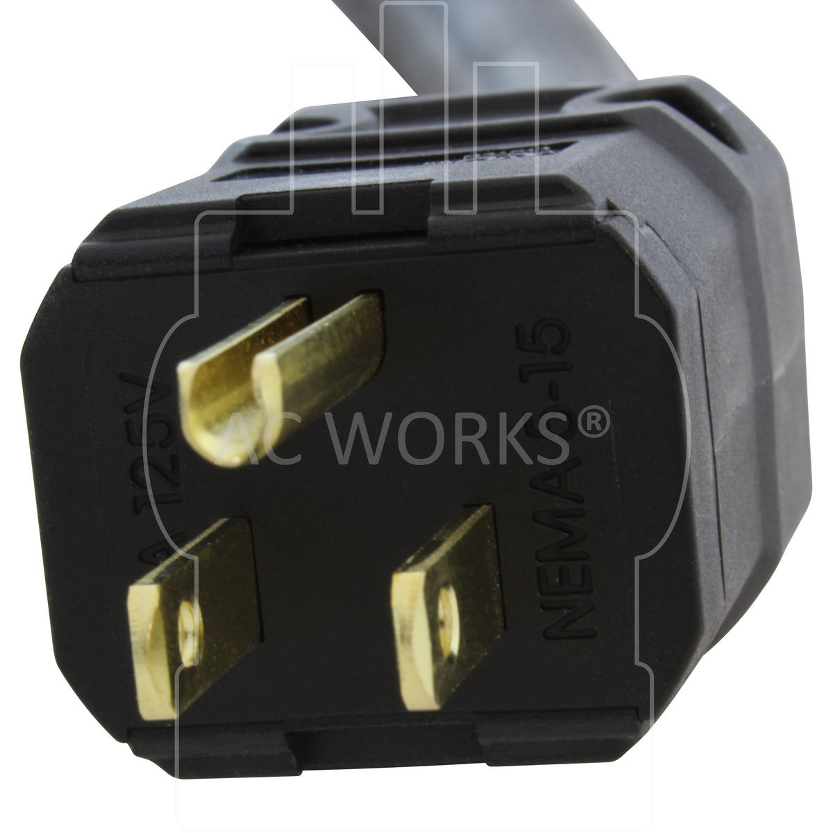 AC WORKS® [SD515520] SOOW 10 Gauge NEMA 5-15P to NEMA 5-20R 15/20A Super Duty Rubber Extension Cord
