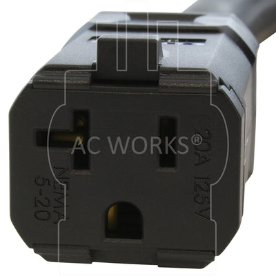 AC WORKS® [SD515520] SOOW 10 Gauge NEMA 5-15P to NEMA 5-20R 15/20A Super Duty Rubber Extension Cord