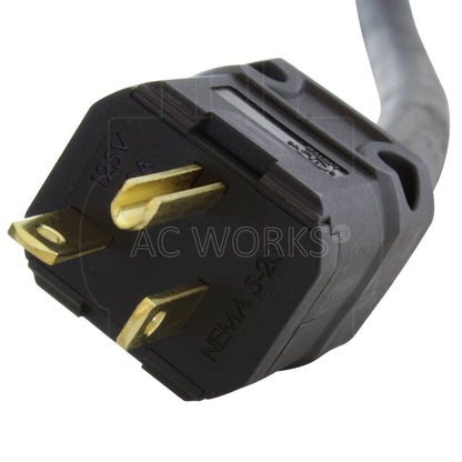 AC WORKS® [SD520PR] SOOW 10 Gauge 20A 125 Volt NEMA 5-20  Over Kill Super Duty Rubber Extension Cord