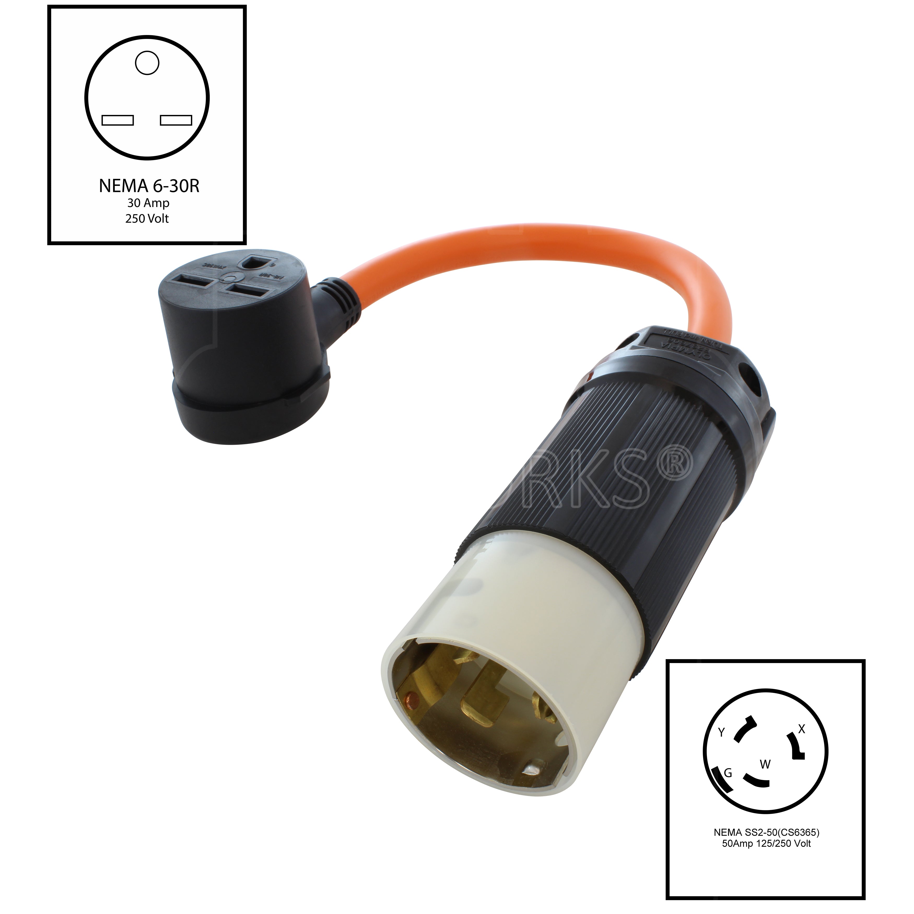 1.5FT 50A 250V SS2-50P/CS6365 Plug to 30A 250V 6-30R Commercial