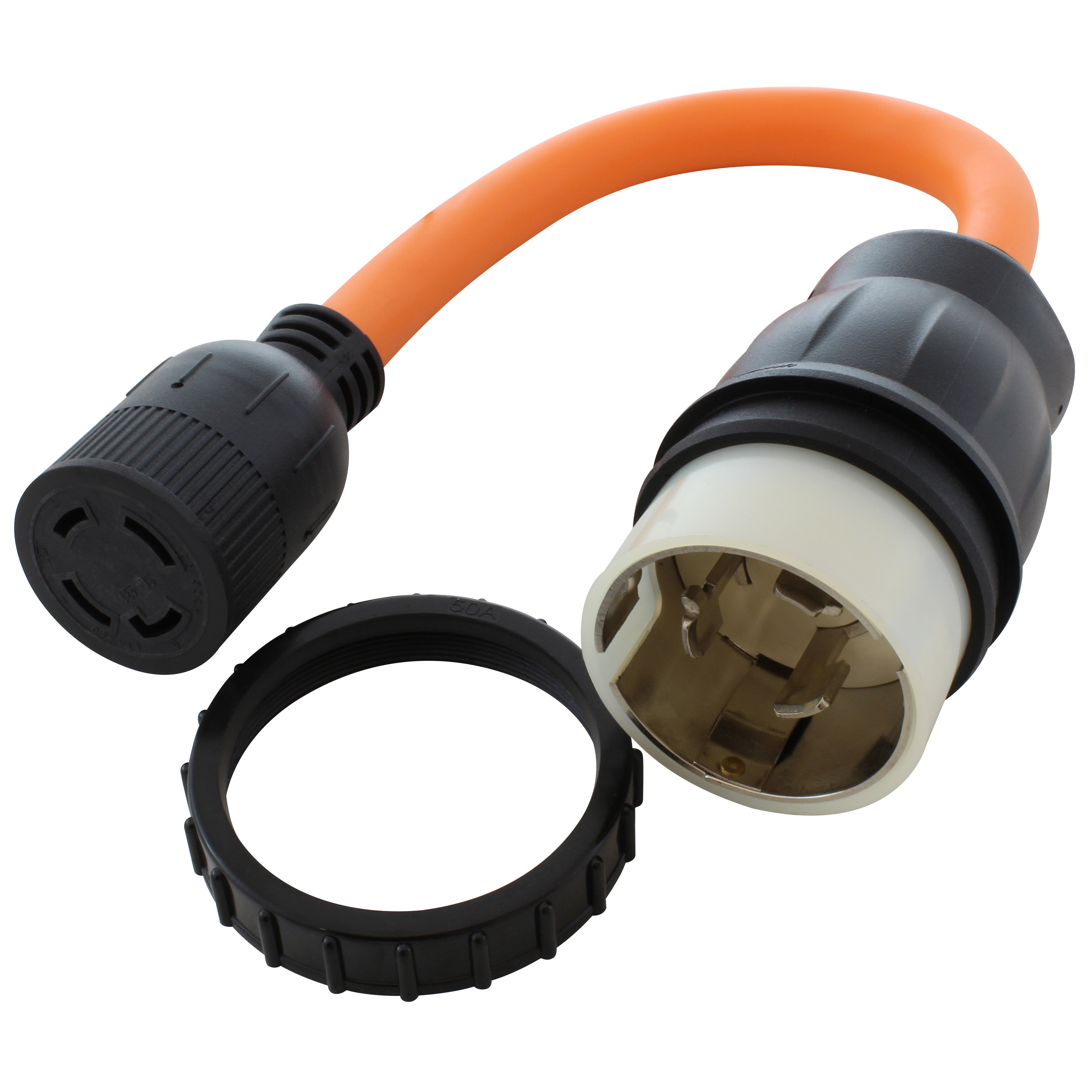 AC WORKS® [SS2L1430-018] 1.5FT 50A 125/250V SS2-50P/CS6365 Plug to L14-30 4-Prong Locking Adapter