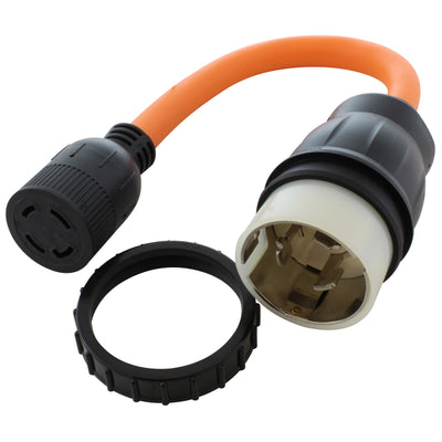 AC WORKS® [SS2L1430-018] 1.5FT 50A 125/250V SS2-50P/CS6365 Plug to L14-30 4-Prong Locking Adapter