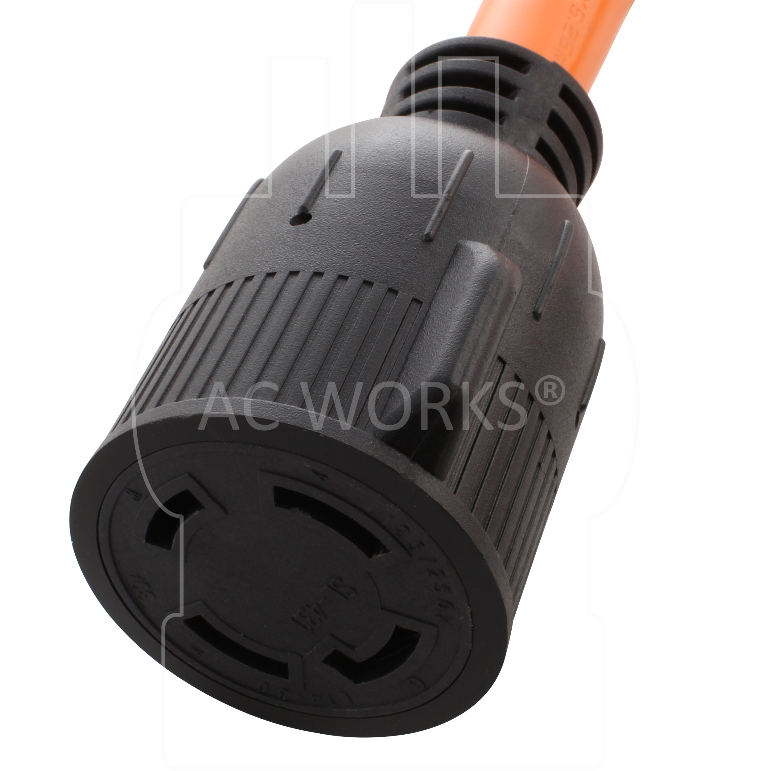 AC WORKS® [SS2L1430-018] 1.5FT 50A 125/250V SS2-50P/CS6365 Plug to L14-30 4-Prong Locking Adapter