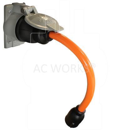 AC WORKS® [SS2L1430-018] 1.5FT 50A 125/250V SS2-50P/CS6365 Plug to L14-30 4-Prong Locking Adapter