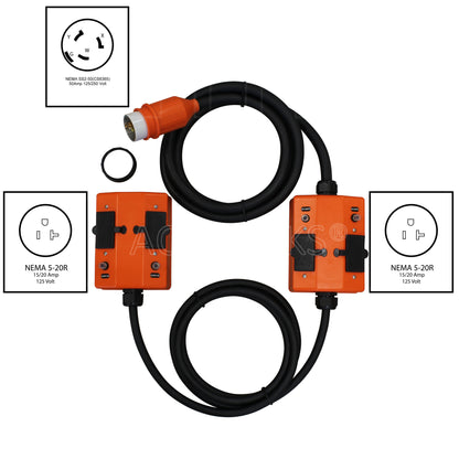 NEMA SS2-50P to 8 NEMA 5-20R with 20A breakers