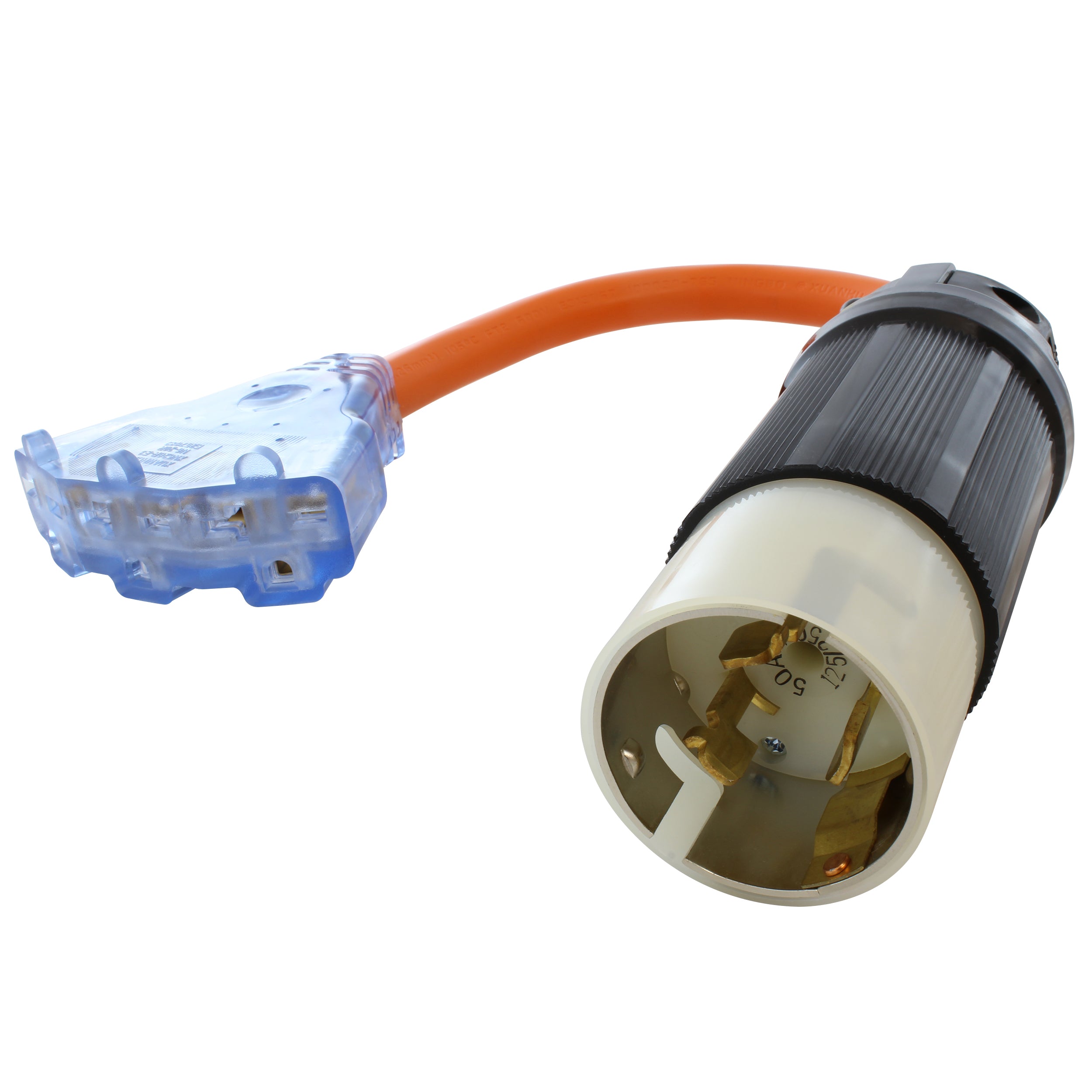 50A SS2-50P/ CS6365 Locking Plug to NEMA 6-20 Tri-Outlet W/ Indicator ...