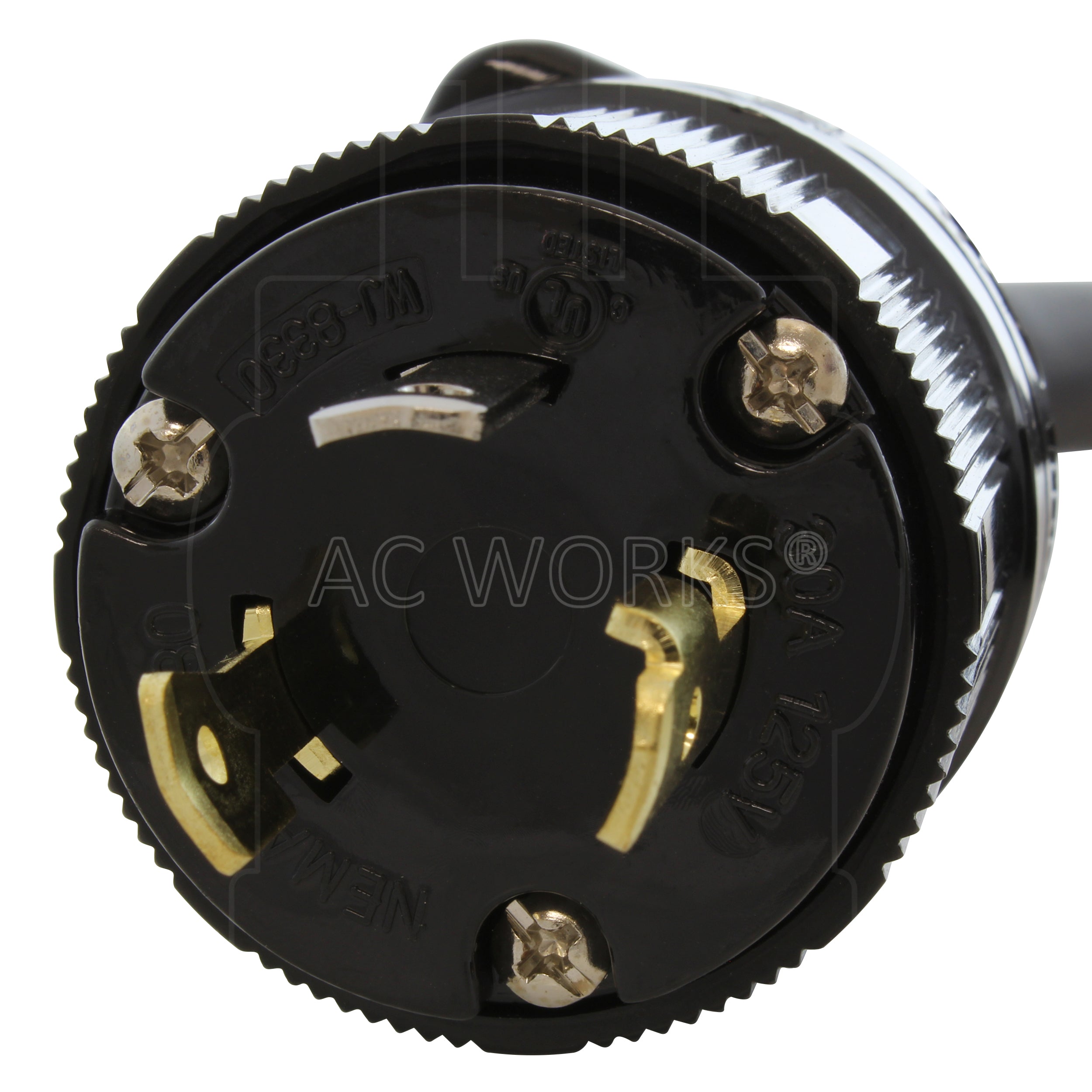 AC WORKS® [TEL530] Temp Power L5-30P 30A 3-Prong Locking Plug to CS6364 50A Connector