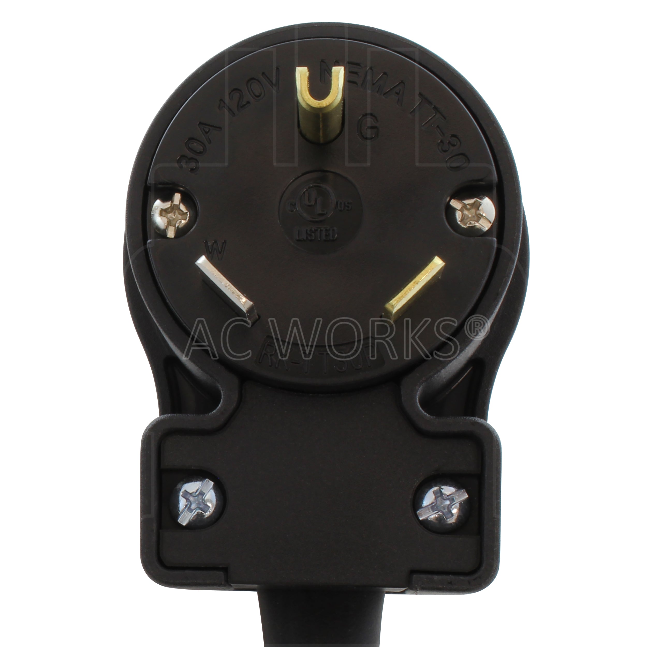 AC WORKS® [TT30L1420-018] 1.5FT RV 30A Plug to L14-20R Two Hots Bridged Connector