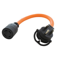 AC WORKS® [TT30L1430-018] 1.5FT RV 30A Plug to L14-30R Two Hots Bridged 30A 125/250V Connector