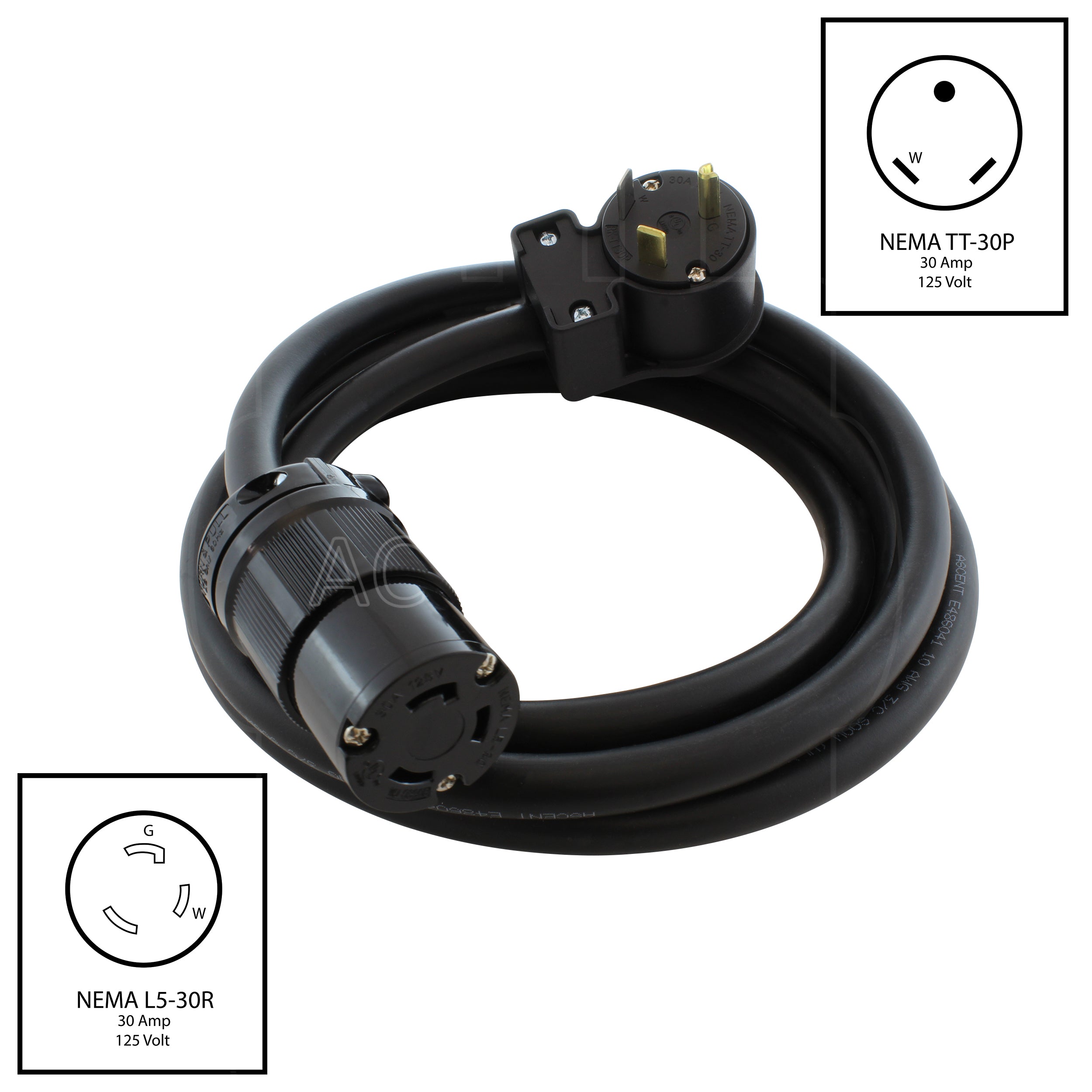 ボルタT330 RV 30A 125V NEMA TT-30P to NEMA L5-30R Rubber Extension Cord With