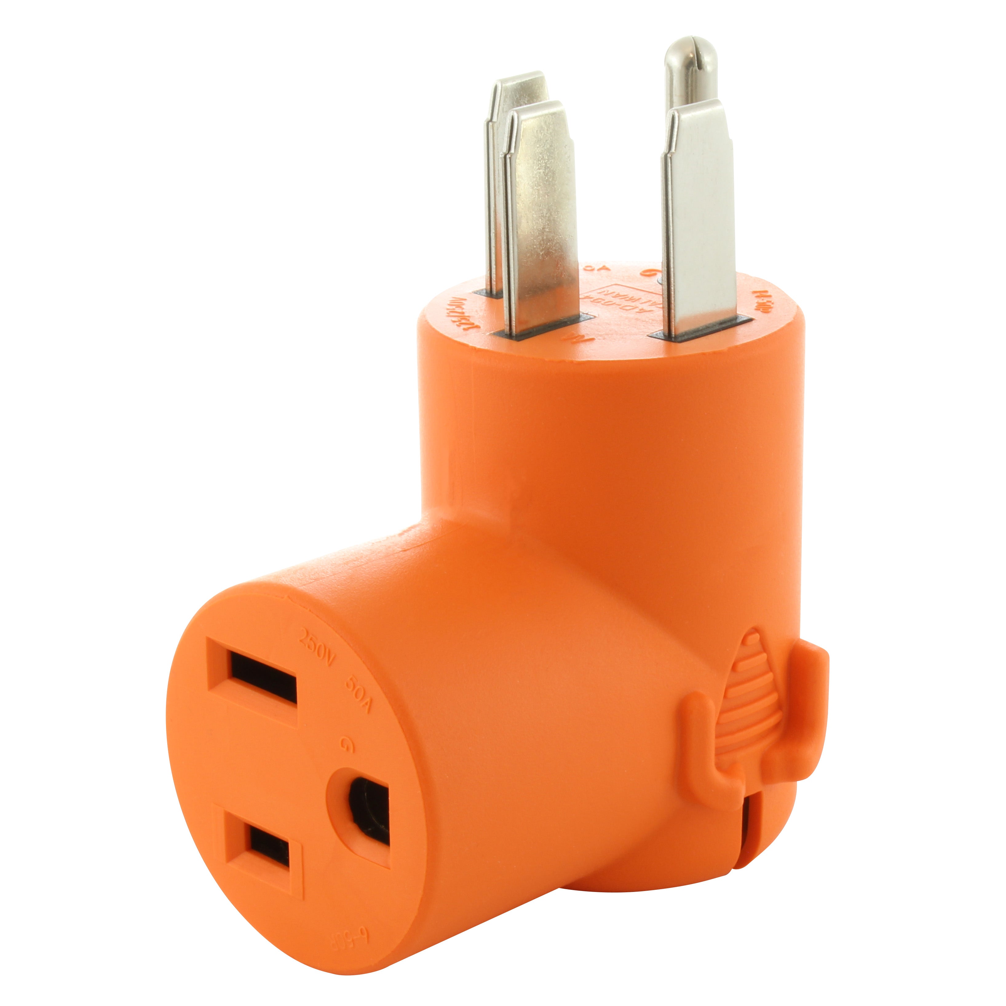 right angle adapter, orange adapter, 90 degree adapter, welder adapter, AC WORKS, AC Connectors, generator to welder adapter